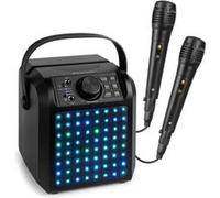 Fenton KAR50B Enceinte Karaoké Enfant Bluetooth avec Façade Lumineuse 50 Watts - Noire, Batterie Integrée, 2 Micro Inclus, Une Activité Ludique pour Les Enfants et Les Fêtes d'Anniversaires