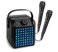 Fenton KAR50B Enceinte Karaoké Enfant Bluetooth avec Façade Lumineuse 50 Watts - Noire, Batterie Integrée, 2 Micro Inclus, Une Activité Ludique pour Les Enfants et Les Fêtes d'Anniversaires