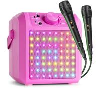 Fenton KAR50P Enceinte Karaoké Enfant Bluetooth avec Façade Lumineuse 50 Watts - Rose, Batterie Integrée, 2 Micro Inclus, Une Activité Ludique pour Les Enfants et Les Fêtes d'Anniversaires