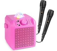 Fenton KAR55P Enceinte Karaoké Enfant Bluetooth avec Façade Lumineuse et Jelly Ball 50 Watts - Rose