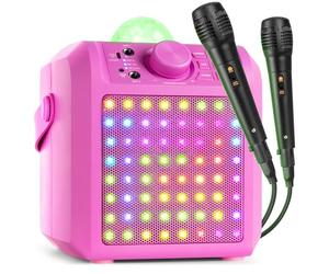 Fenton KAR55P Enceinte Karaoké Enfant Bluetooth avec Façade Lumineuse et Jelly Ball 50 Watts - Rose, Batterie Intégrée, 2 Micro Inclus, Une Activité Ludique pour Les Enfants et Les Anniversaires