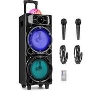 Fenton LIVE290 Enceinte Karaoké Portable 2x8’’ avec Bluetooth - 300 Watts, 2 Micros, Boule Disco LEDs Noir G