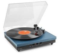 Audizio RP113D Platine Vinyle Bluetooth avec Haut-Parleurs Intégrés - Cuir Bleu Foncé, 33, 45 et 78 Tours, Émetteur Bluetooth, Une Platine Idéale pour Décorer et Écouter Vos Vinyles