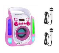 Fenton SBS30P - Enceinte Karaoké Portable avec 2 Microphones - Rose, Fonction Bluetooth et Effets Lumineux LED, Lecteur CD + G, Parfait pour Une Soirée Karaoké, Idéal pour Chanter Entre Amis