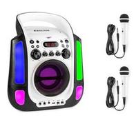 Fenton SBS30W - Enceinte Karaoké Portable avec 2 Microphones - Blanc, Fonction Bluetooth et Effets Lumineux LED, Lecteur CD + G, Parfait pour Une Soirée Karaoké, Idéal pour Chanter Entre Amis