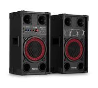 Fenton SPK-108 - Enceintes Actives 8 Pouces 2.0 8″ 400 W avec BT sans Fil, USB/SD et entrée Micro, ampli intégré & entrées USB/SD/AUX - Noires