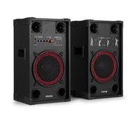 Fenton SPK-110 - Paire d’Enceintes Actives 10" 600W avec Lecteur USB/SD, BT sans Fil, Entrée Micro, Réglages Graves/Aigus - Kit Sono pour Fêtes, DJ et Karaoké