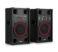 Fenton SPK-110 - Paire d’Enceintes Actives 10" 600W avec Lecteur USB/SD, BT sans Fil, Entrée Micro, Réglages Graves/Aigus - Kit Sono pour Fêtes, DJ et Karaoké