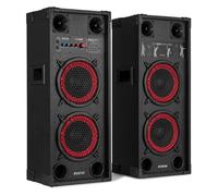 Fenton SPK-208 Lot de 2 Haut-parleurs Bluetooth Actifs de fête 800 W avec amplificateur intégré, idéal pour Les fêtes à la Maison, la Pratique du DJ et Les événements, lumières LED et Microphone