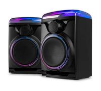 Fenton Track 2.0 Set d’Enceintes Actives 2.0 avec LED et Micro pour Karaoké, Noir, 120 W, Bluetooth 5.0, USB, Écho et Télécommande