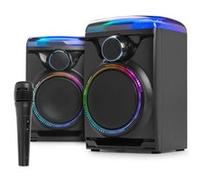 Fenton Track 2.0 Set d’Enceintes Actives 2.0 avec LED et Micro pour Karaoké, Noir, 120 W, Bluetooth 5.0, USB, Écho et Télécommande