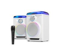 Fenton Track 2.0 - Set Karaoké 2.0 120W avec BT sans fil, Micro & Effets LED | Blanc