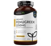 Fenugrec Bio 2250mg par dose de 3 Capsules, jusqu'à 8 mois d'Approvisionnement - 240 Fenugrec Gelule Véganes - 1-3 Capsules par Jour, Complement Alimentaire Fait en Angleterre - Nutravita