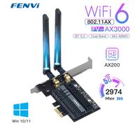 Fenvi 5374Mbps WiFi 6E pour Intel AX210 PCIe adaptateur WiFi sans fil 2.4G/5G/6Ghz 802.11AX pour Bluetooth 5.3 AX200 WiFi 6 carte PC - Type FV-AX3000(AX200)