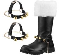 FENXIXIONE 2 Pcs Noël Père Noël Bottes Cloches en Laiton pour Halloween Noël Costume De Noël Noir Et Jaune (2 pièces)