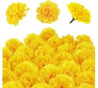 FENXIXIONE 30/50/80 Pcs Souci Fleurs Têtes en Vrac, Souci Orange Têtes De Fleurs pour Les Décorations du Jour des Morts Fleurs Artificielles - Décorations pour Le Jour des Morts (Jaune,50)