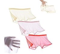 FENXIXIONE 3PCS Slip pour homme en soie de glace sexy Boxer Short Respirant Transparence Slips ultra-minces See Through Hollow Sous-vêtements pour homme, XL