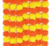 FENXIXIONE 5 Pieds Artificiel Souci Fleurs Diwali Décorations pour La Maison 5Pcs Marigold Guirlandes pour La Décoration - Jaune Orange Décoration Indienne (Jaune, Orange)