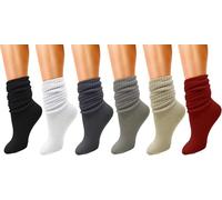 FENXIXIONE 6 Paires Chaussettes en tricot flou pour femmes Chaussettes à picots Empilement Scrunch Chaussette épaisse Haut de genou Coton Chaussette longue (Multicolore 04,Taille unique)