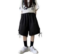 FENXIXIONE Cargo baggy shorts unisexe décontracté vintage grunge pantalon été harajuku cordon de serrage jambe large pantalon court avec poches (Noir,XXXL)