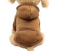 FENXIXIONE Chien Sweat à Capuche - Animal de Compagnie Chaud pour l'hiver Sweatshirts avec Poches Doux Solide Basiques A Capuche Sweatshirts Vêtements pour Chiots et Chats (XL,Marron)