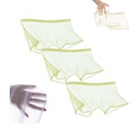FENXIXIONE Lot de 3 boxers sexy en soie glacée pour homme - Respirants - Transparents - Sans coutures - Slips ultra-fins transparents ajourés - Sous-vêtements pour homme, vert, L