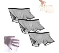 FENXIXIONE Lot de 3 boxers sexy en soie glacée pour homme - Respirants - Transparents - Sans coutures - Ultra fins - Sous-vêtement pour homme, Noir , XXL