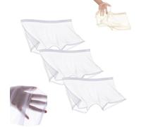 FENXIXIONE Lot de 3 boxers sexy en soie glacée pour homme - Respirants - Transparents - Sans coutures - Ultra fins - Sous-vêtement pour homme, Blanc., 3XL