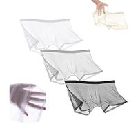 FENXIXIONE Lot de 3 boxers sexy en soie glacée pour homme - Respirants - Transparents - Sans coutures - Ultra fins - Sous-vêtement pour homme, Paquet B, XXL
