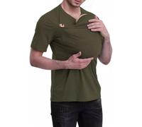FENXIXIONE Papa Chemise Kangourou Chemise porte-bébé Conçue pour aider les nouveaux papas à tisser des liens Col en V Manches courtes à manches courtes pour hommes (3XL,Vert)