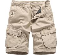 FENXIXIONE Short cargo pour homme 12,7 cm avec boucle en coton et fermeture éclair multi-poches, beige, 32W UK