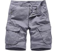 FENXIXIONE Short cargo pour homme 12,7 cm avec boucle en coton et fermeture éclair multi-poches, gris, 38W UK