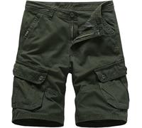 FENXIXIONE Short cargo pour homme 12,7 cm avec boucle en coton et fermeture éclair multi-poches, Vert, 34W UK
