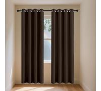 FENYIGE Rideau Occultant - Rideaux Thermique 154 x 153 cm Thermique Isolant Anti Froid Rideaux à Oeillets Élégant avec Oeillets, Protection La Vie Privée pour Chambre Adulte Salon, Brun