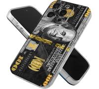 Fenytusi One Hundred - Coque de téléphone compatible avec iPhone 17 Money Bill 100 dollars, noir et doré, en silicone souple, résistante aux chocs pour homme et femme