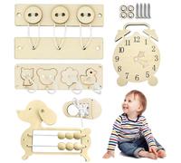FENYW 5 Pièces Jouet Montessori Busy Board, Planche Sensorielle Jouet Accessoires, Compétences de Vie Jouets éducatifs et Tableau Sensoriel Éducatif