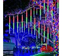 FENYW Eclairage Météore Douche Lumière, 30 cm 20 Météores Pluie Lumières, 240 LED Guirlande Stalactite Exterieur, Imperméables, pour Noël Sapin de Noël Mariage Jardin Fenêtre, Multicolore
