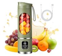 FENYW Mixeur portable de 450 ml avec 12 feuilles, mini blender avec couvercle de voyage et gobelet de rechange, chargement USB, petit mélange pour cuisine, salle de sport, bureau (vert)