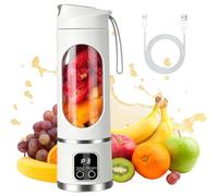 FENYW Mixeur portable de 450 ml avec 12 feuilles, mini blender avec couvercle de voyage et gobelet de rechange, chargement USB, petit mélange pour cuisine, salle de sport, bureau (blanc)
