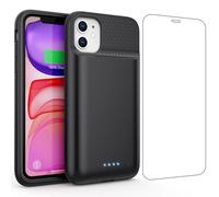 Feob 7500mAh Coque Batterie pour iPhone 11/XR【Mince mais Puissant】 Coque Rechargeable Batterie Externe avec écran de Protection en Verre Trempé Chargeur Portable pour iPhone 11/XR(6,1 Pouces)