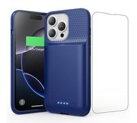 Feob Coque de batterie 7500 mAh pour iPhone 16 Pro, ultra fine, portable, coque de charge étendue, bleu