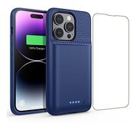 Feob Coque de batterie pour iPhone 14 Pro (6,1"), étui de protection ultra fin 7200 mAh rechargeable avec chargeur de batterie étendu, bleu