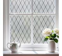 FEOMOS Film Dépoli pour Vitre à Treillis Noir, Film de Vitrage Dépoli Répositionnable, Film Décoratif pour Vitre, Film Intimité Électrostatique Anti-Ultraviolet 90x300cm