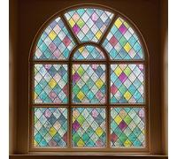 FEOMOS Film Fenêtre Anti Regard, Film Fenêtre Electrostatique Bon Intimité, Film Occultant Fenêtre Film en Arc-en-Ciel Anti UV pour Chambre, Salon, Cuisine,Bureau, 60cm x 300cm