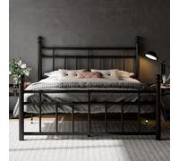 Feonase Cadre de lit à plateforme en métal avec tête de lit et pied de lit style victorien classique, lattes robustes, rangement sous le lit de 30,5 cm, pas besoin de sommier tapissier, assemblage