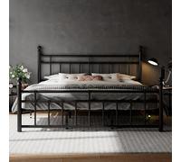 Feonase Cadre de lit plateforme en métal avec tête de lit et pied de lit style victorien classique, support à lattes en acier, rangement sous le lit de 30,5 cm, pas besoin de sommier tapissier