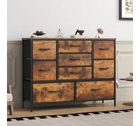 Feonase Commode pour Chambre à Coucher, avec 9 tiroirs en Tissu, Cadre en métal et Dessus en Bois MDF, Pieds réglables, unité de Rangement pour Chambre à Coucher, Placard, Salon, Bureau, Couloir