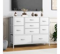 Feonase Commode pour Chambre à Coucher, avec 9 tiroirs en Tissu, Cadre en métal et Dessus en Bois MDF, Pieds réglables, unité de Rangement pour Chambre à Coucher, Placard, Salon, Bureau, Couloir