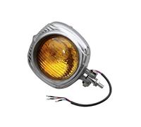 Feoosvx Phare Moto Pour Sportster 883 1200 Pour Dyna Pour Softail Pour Chopper Pour Cruiser Moto Phare Rétro Lumières Vintage Phare Avant Plaque Phare Moto(Silver Yellow)