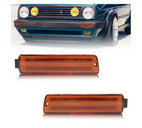 Feoosvx Phares Avant Pour VW Pour Golf Mk2 II A2 Pour GTi Pour Jetta 1990-1992 Pare-chocs Avant Côté Marqueur Clignotant Boîtiers Sans Ampoule Phare Principal(Amber Lens)
